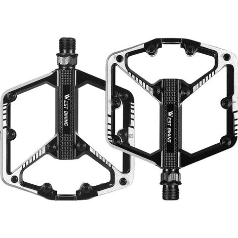 Pedales de bicicleta, diseño antideslizante, construcción ultraligera, color negro. (1/2)