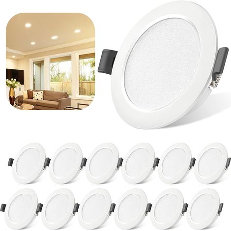 Spot LED Encastrable 5W, IP44 4000K Spot Led Extra Plat Blanc Neutre 450lm Lot de 6, Trou 68-80mm 230V 25mm Plafonnier Encastré Pour Salle de Bain Cuisine Salon Couloir (1/5)