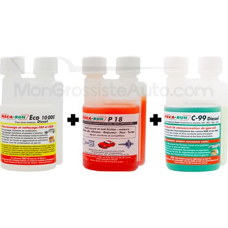 Pack Eco entretien Mecarun, ECO 10000 diesel + C99 diesel + P18 - 250ml