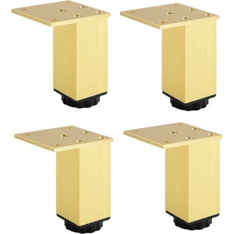 Adjustable aluminum furniture legs, set of 4, for furniture, sofas and tables, gold, 8 cm (adjustment range 80-98 mm) (1/5)