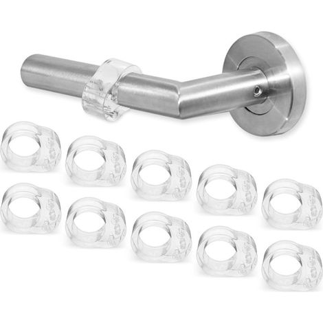 Butées de porte transparentes à un seul trou, lot de 10 protège-poignées de porte en silicone pour protéger les murs et les meubles. (1/5)