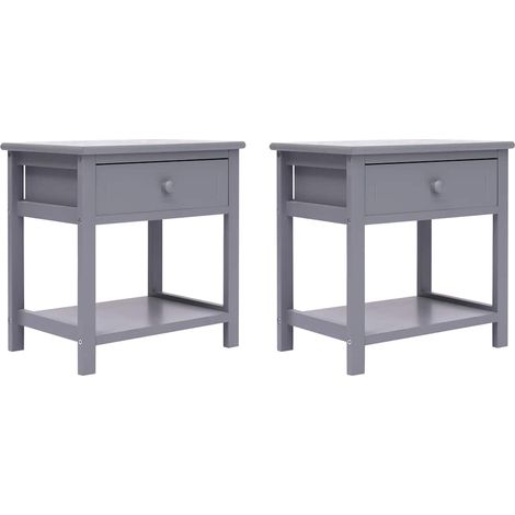 Maison Exclusive - Comodini 2pz Grigi 40x29x42 cm in Legno di Paulonia (1/5)