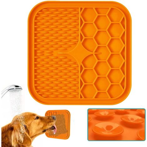 Tapis pour chien avec ventouse, sans BPA, soulagement de l'anxiété, bol anti-sang pour chiens, facile à laver, toiletter et dresser le chien(petit (15151CM) orange) (1/5)
