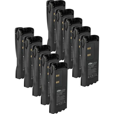 vhbw 10x Akku Ersatz für Motorola HNN9009AR, HNN9009, HNN9009A für Funkgerät, Walkie Talkie (1800 mAh, 7,2 V, NiMH) + Gürtelclip