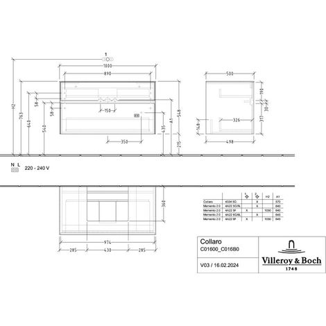 Villeroy & Boch C016B0AH WTUS Collaro C016B0 1000x548x500mm m.