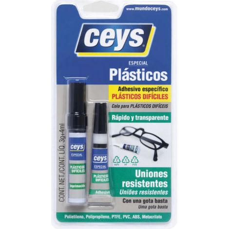 Kleber Ceys SPECIAL PLASTIK, für schwierige Kunststoffe, Sekundenkleber, 3 g + 4 ml