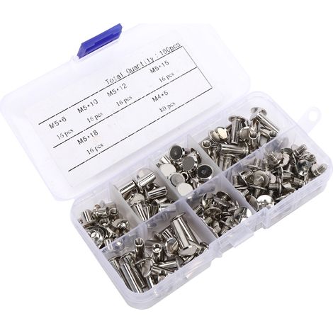 Kit de 160 vis, clous et rivets à tête plate pour la création d'albums et de livres. (1/5)