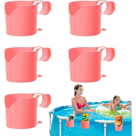 5 Pièces Portegobelets Piscine Support Suspendu Portegobelet Rangement pour Boissons Téléphone Snacks Accessoires De Hors Sol Portegobelets Piscine (Rose) (1/5)