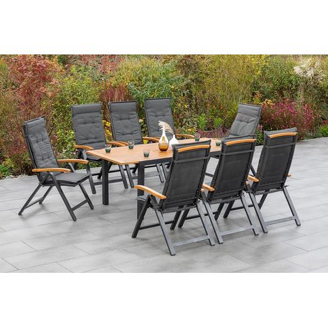 Tilos Set 17tlg 8 Sessel Kissen Tisch 150(200)x90cm