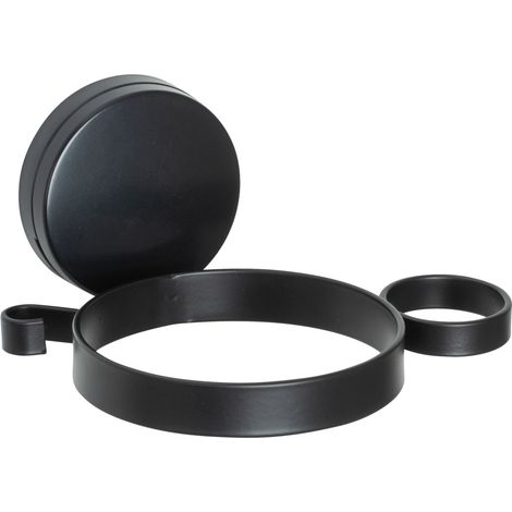 WENKO Static-Loc® Plus Haartrocknerhalter Pavia Schwarz, Föhnhalter, Befestigen ohne bohren, Schwarz, Stahl schwarz , Kunststoff (ABS) schwarz