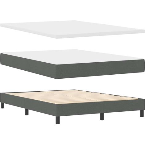 Box Spring Bed with Headboard Dark grey 160 x 200 cm Fabric vidaXL (1/5)