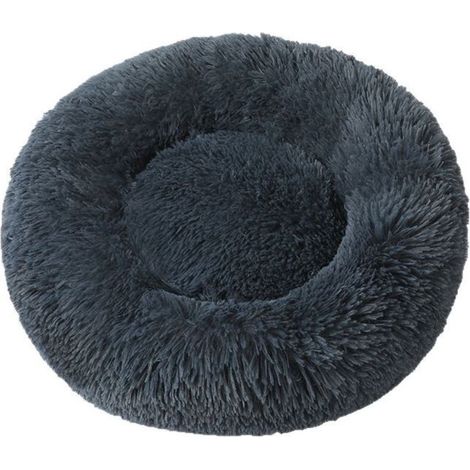 XEPHO Panier pour Chien 40CM Chau Peluche Lit pour Chat Anti Dérapant Lavable Rond en Moelleux Coussin Anti Stress Lit pour Chiens et Chats (Gris Foncé)