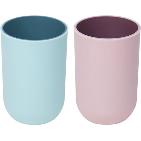 Porta spazzolini in plastica, bicchiere da bagno, design semplice, porta spazzolini per risciacquare e lavarsi i denti in bagno, 2 pezzi, plastica. (1/5)