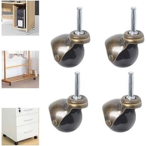Lot de 4 roulettes pivotantes 360 degrs avec plaque suprieure, roulettes billes de 2 pouces avec tige de prhension (1/5)