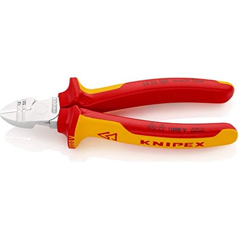 Knipex Tronchese Laterale con Spelacavi Cromata, Isolati con Manici Rivestiti in Materiale Bicomponente, Collaudati Vde 160 Mm 14 26 160 (1/4)