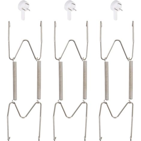 Lot de 3 cintres invisibles en acier inoxydable de 15,2 cm avec 3 crochets muraux pour assiettes décoratives, argenté (1/4)