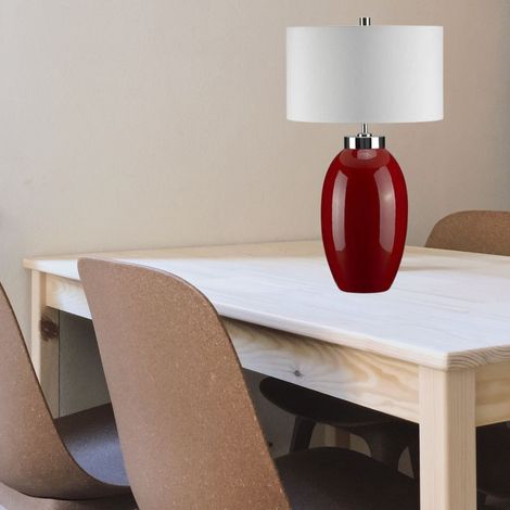 Lampe table porcelaine rouge/blanc 58 cm E27 Elstead (1/2)