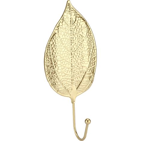 Crochet Porte Doré en Forme de Feuille, Support MuraI Élégant pour Vestiaire et Placard (7.8x18.9x4.5cm) (1/5)