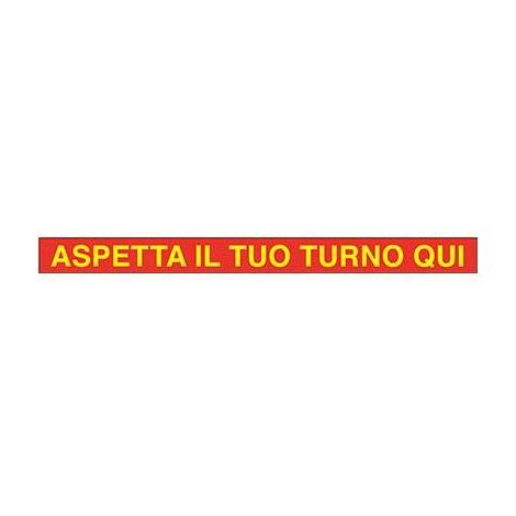 TARGA SEGNALETICA COVID ADESIVA ASPETTA TURNO QUI