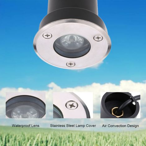 Tomshine Spot Encastrable Sol LED 1W 12V AC/DC 100LM Verre Trempé IP67 Étanche Blanc Jardin Allée Terrasse Cour Escalier Paysager Extérieur (1/3)
