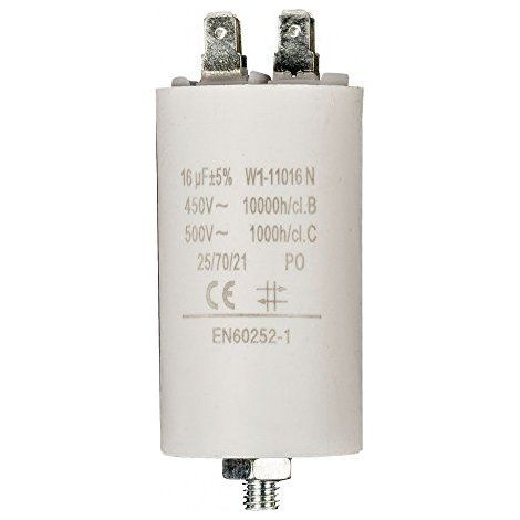 Condensador de arranque para motor electrico 450 VAC 16.0 uF Blanco