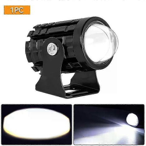 Phare LED universel pour moto, quad et scooter, projecteur bicolore, feu antibrouillard, lampe auxiliaire (1 pièce blanche sans interrupteur) (1/5)