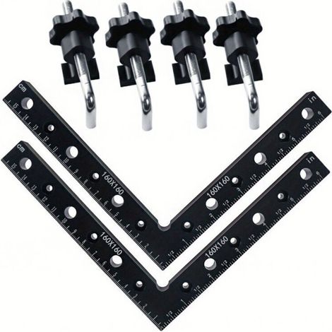 Équerres de serrage à angle droit en aluminium – Lot de 6 pièces de 160 mm pour menuiserie et assemblage précis