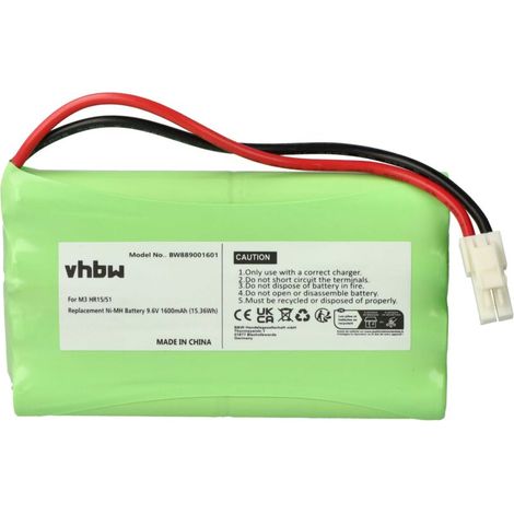 Batterie rechargeable 1600mAh 9,6V NiMH – Remplacement pour motorisation de portail Somfy M3 HR15/51, 2400720, 5008956, 5071688