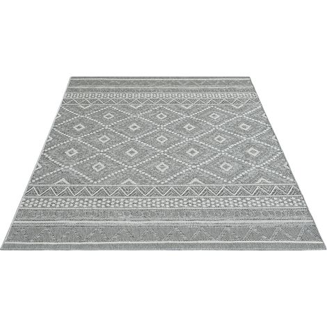 FLOORNOVO In- & Outdoor Teppich Grau gemustert - 180 x 67 cm - Flachgewebe für Garten Balkon Terrasse und Innenbereich - Robust & Pflegeleicht - vielseitig einsetzbar im Innen- und Außenbereich (1/2)