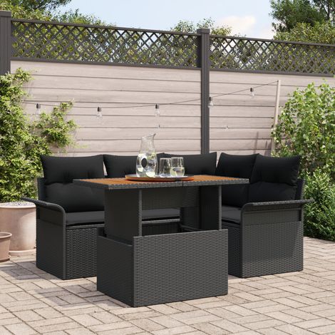 vidaXL Garden Sofa Set 5 pcs Black Poly Rattan (1/5)