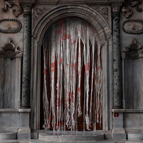 Lot de 3 rideaux de porte d'Halloween - 1 x 1,65 m - Décoration d'Halloween - Tissu de fête - Rideau horreur - Décoration d'intérieur - Décoration d'entrée (1/5)