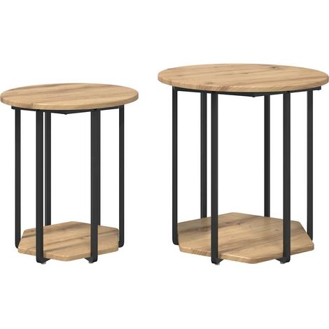 Maison Exclusive - Beistelltisch-Set mit Regal 2 pcs Braun