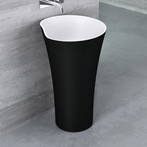 Mai & Mai Lavandino a Colonna 51x51x88cm, Lavandino su Piedistallo per Bagni da Minerale Fuso, Bianco e Nero Colossum30