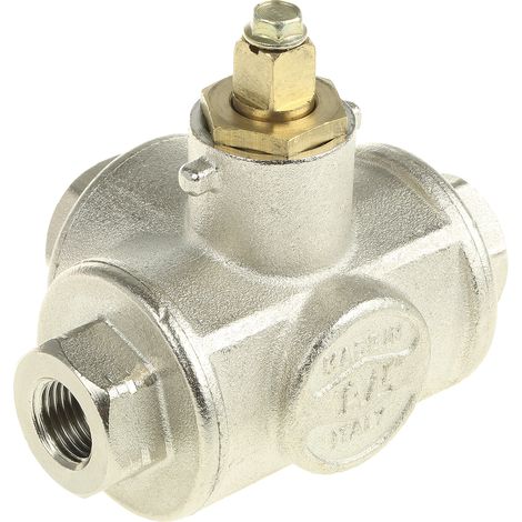 Robinet à boisseau sphérique à alésage réduit en Laiton BSP 1/4" Poignée Rouge 3 voies ( Prix pour 1 )