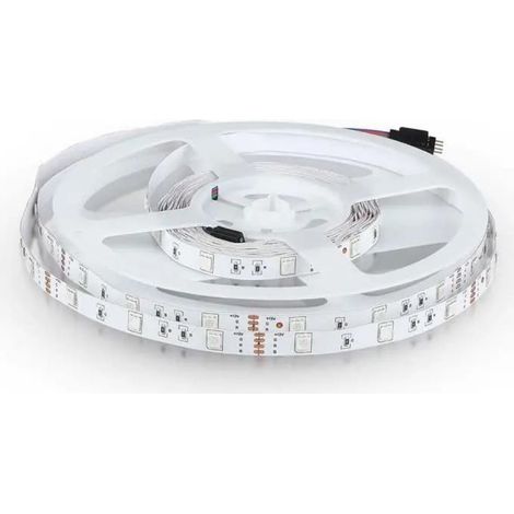 Tira LED V-TAC SMD5050 6W/m Bobina 5m 30 LED/m RGB 12V IP20 10mm (1/5)