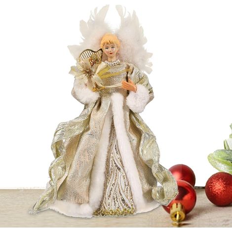 Christmas Tree Holiday Ornament, White Wings Tree Topper Wedding Tree Angel Decoration, Elegant Christmas Tree Topper, Holiday Angel Decoration, Beautiful Tree Topper for Christmas (1/5)