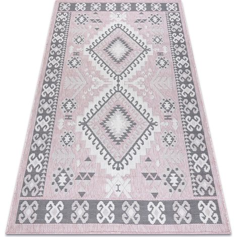 Teppich SISAL SION aztekisch 3007 flach gewebt rosa / ecru pink 120x170 cm