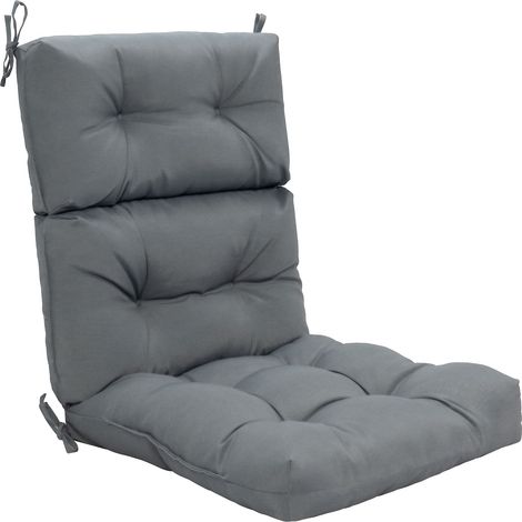 COSTWAY High Back Chair Cushion Patio Chair Seat Pads w/Non-slip Rope Belts-Grey (1/5)