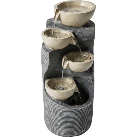 Gartenbrunnen aus Kunstharz mit LED-Beleuchtung, 80 cm