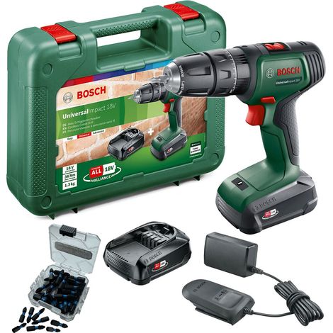Bosch Power For ALL 18v Li-Ion Cordless Combi Drill Universal Impact 2x2ah +Bits (1/5)