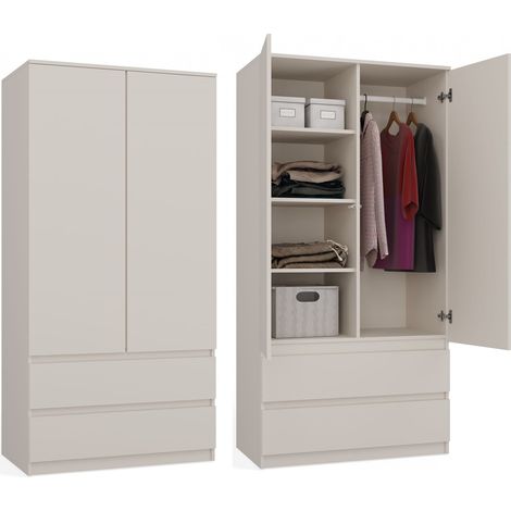 TURIN - Armario de dormitorio de estilo moderno - Armario multifunción - 2 puertas + 2 cajones - Vestidor (1/5)