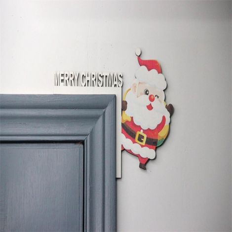 Panneau De Coin De Noël - Panneau En Bois Avec Motif Père Noël - Décoration Murale Pour Porte Ou Coin De Pièce - 1 Unité (1/2)