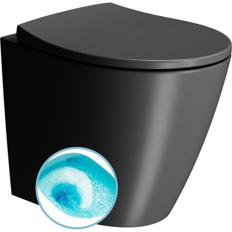Cuvette MODO, Swirlflush, 37x52cm, siphon en S/siphon en P, noir double mat (1/2)