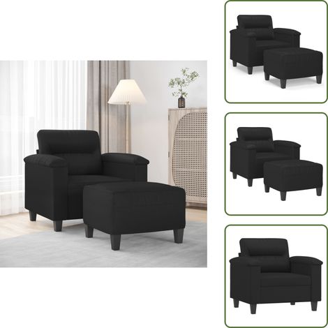 The Living Store Fauteuil avec repose-pied Noir 60 cm Similicuir - Fauteuil Relaxant - Chaise Confort - Canapé Deux Places - Meuble Salon - Décoration Intérieur