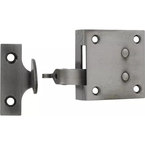 Verrou de volet 143 Bouvet - Acier cémenté patiné argent - Droite