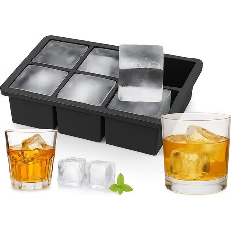 Relaxdays 2x Ice Cube Mould Silicone, Reusable, Xxl for 5 CM Cubes, HxWxD: Approx. 5x16.5x11 cm, Black