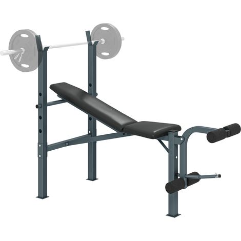 4-Position Adjustable Weight Bench with Barbell Rack for Home Gym Fitness Equipment - Black Color (1/5)