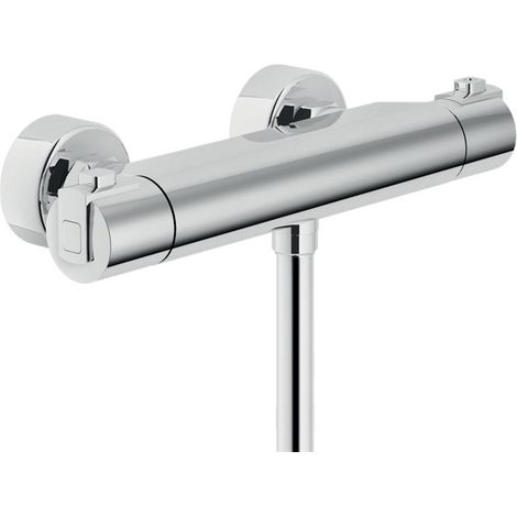 Nobili – Mitigeur thermostatique de douche mural – Corps laiton chromé – Blocage sécurité 38° – Clapet anti-retour – Raccord S à rosaces