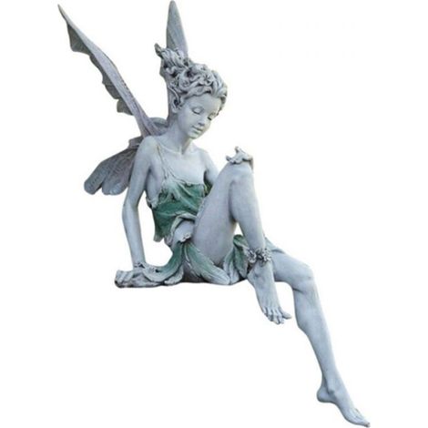 Statue de fée assise, 1 pièce, ornement de jardin en résine, artisanat, décoration de paysage de cour (1/4)