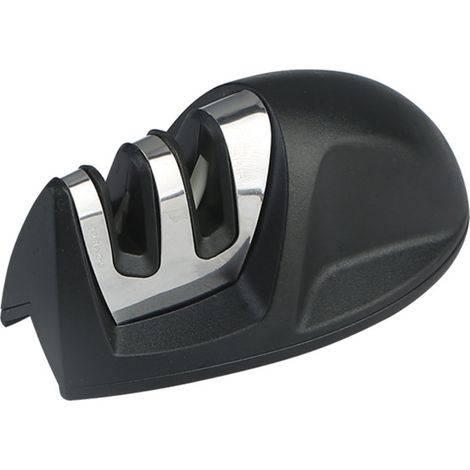 Professioneller Küchen-Schleifer 2-in-1 Manuell Schleifer für Edelstahl- und Keramikmesser in allen Größen, Rutschfeste Basis, Schwarz